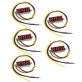 5pcs 0.28 inch Digital DC Voltage Meter with Display Adjustable 3wire DC0-100V Voltmeter (red)