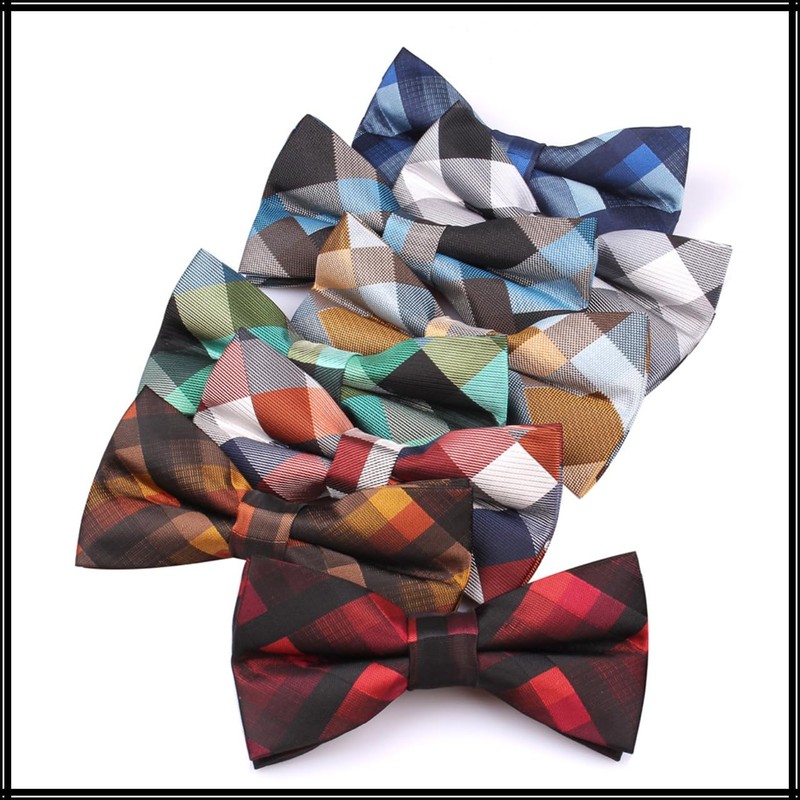 White Fang NC041 Men's Bow Tie, Plaid Pattern, Polyester, Formal,