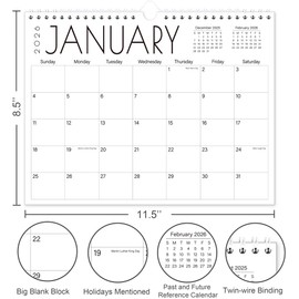 Calendar 2026-2027 - Wall Calendar from Janaury 2026 to June 2027, 2026-2027 Hanging Calendar with Holiday Marked, Premium Paper for Organizing, 8.5'' x 11'',Black Large Word