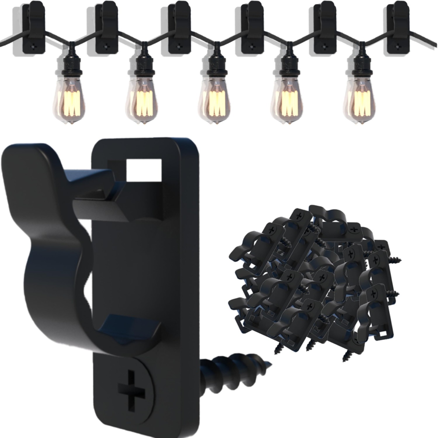 AFFAVON 80Pack Outdoor String Light Clips Screw-in Hooks,Weatherproof ...
