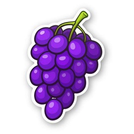 Squiddy Purple Grapes Cute Cartoon - Vinyl Sticker Decal for Phone, Laptop, Water Bottle (3" Tall)