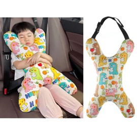Kids X-Shaped Car Seat Pillow Children Car Travel Pillow Soft Headrest Pillow Breathable Car Sleeping Head Neck Support Universal Adjustable Seat Belt Cushion Rest Pillow for Kids Adults Car Airplane