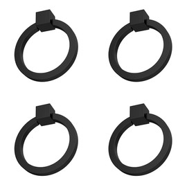 RZDEAL 4Pcs 2.0" x 1-7/8" Solid Brass Pulls for Dresser Drawer Ring Pulls Furniture Hardware Black Kitchen Cabinet Pulls