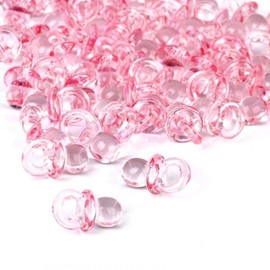 CHSYOO 100 x Mini Deko Schnuller Set, Konfetti Tischdeko Confetti Streudeko Mitgebsel Geschenk für Taufe Babyshower Babyparty Hochzeit Geburtstag Kinder Party, rosa