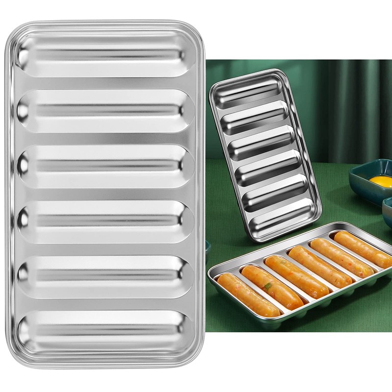 Stainless Steel Sausage Mold, 6 Cavity Hot Dog Mould with