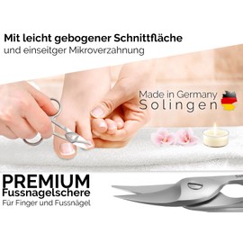 Premium Toenail Scissors from Solingen for Extra Thick and Strong Toenails Pedicure Nail Scissors with Curved Cutting Surface and One-sided Micro Teeth for Foot Care Made of Stainless Steel