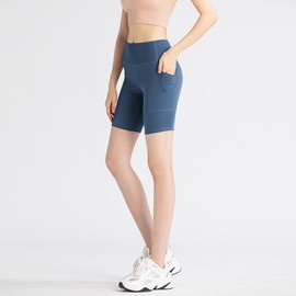 Women's High-Waist Yoga Shorts: Hip-Lifting, Tight Fit with Side Pockets - Summer Style S/Bean Paste Powder 5ea