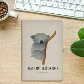 Mr. & Mrs. Panda DIN A5 Baumwoll Notizbuch Koalabär - Geschenk, Notizen, Tiere, schlafen, Schreibbuch, Skizzenbuch, träumen, Tiermotive, lustige