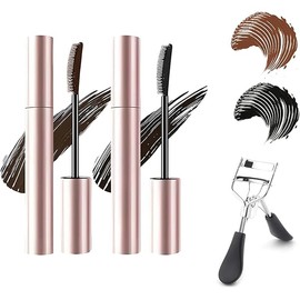 Tubing Mascara Black & Brown Duo for Lash Makeup, Relaxrich Submarine Magic Mascara, Lengthening and Curling, Thick, Natural, Non-smudged, Long Lasting Waterproof and Sweatproof (1*Black*Brown, 3.5g)