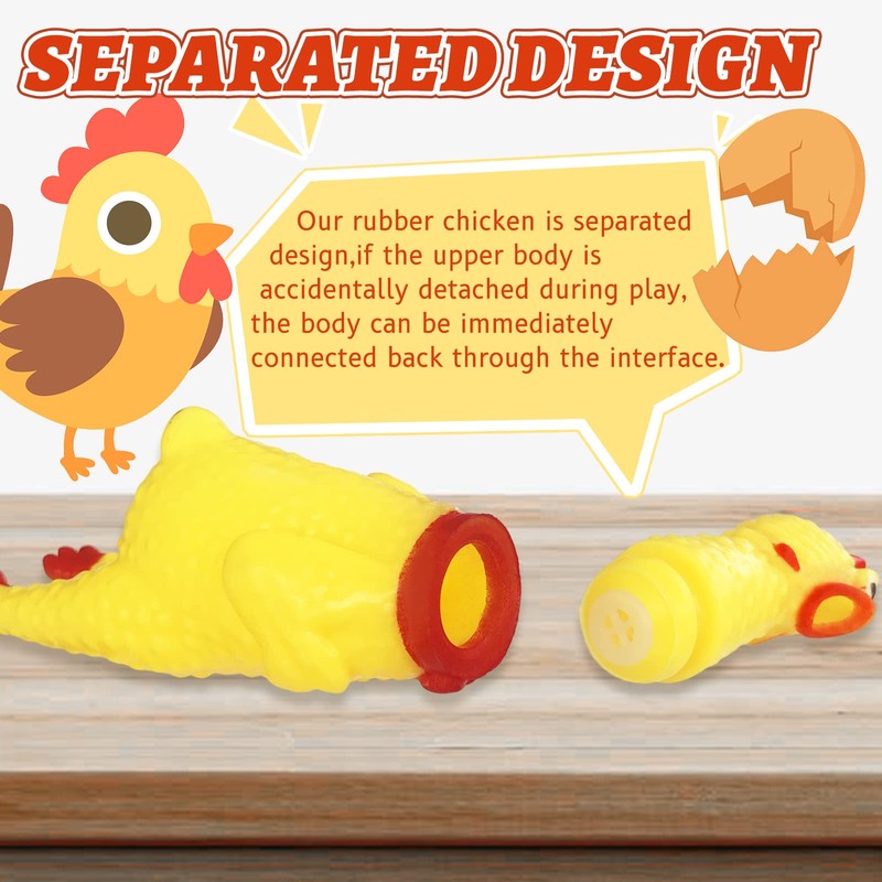 Zddaoole 20 Pcs Rubber Chicken,Screaming Chicken,Squeeze Chicken,Yellow Rubber Squawking Dog