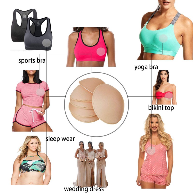 WMugthome 3 Pairs Round Seam Women's Removable Sports Yoga Bra