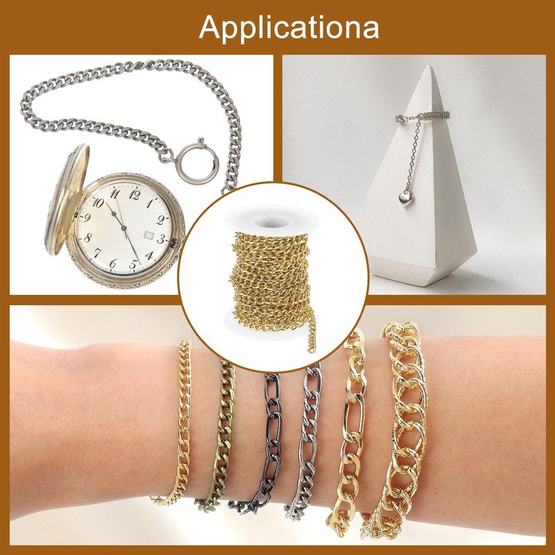 sourcing map 16.4Feet Aluminum Link Chain, Link Cable Chain Oval