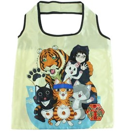 Yasuda Tsusho Red Cat Ramen Eco Bag with Storage Pouch, Gathering RA Eco Bag 01, Approx. H 14.8 x W 17.9 inches (37.5 x 45.5 cm)