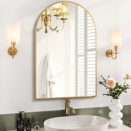Gold Arched Wall Mirror, Arch Bathroom Mirror 20 x 30 Inches Wall Mounted Mirror for Bathroom, Bedroom, Entryway(20x30 Gold)