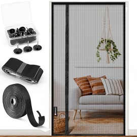 Side Opening Fly Screen Door, Universal Opening Left and Right, 3.8 cm Wider Door Head, Fly Screen Balcony Door, No Drilling, Fly Screen Magnet for Sliding Door, Patio Door, 100 x 210 cm