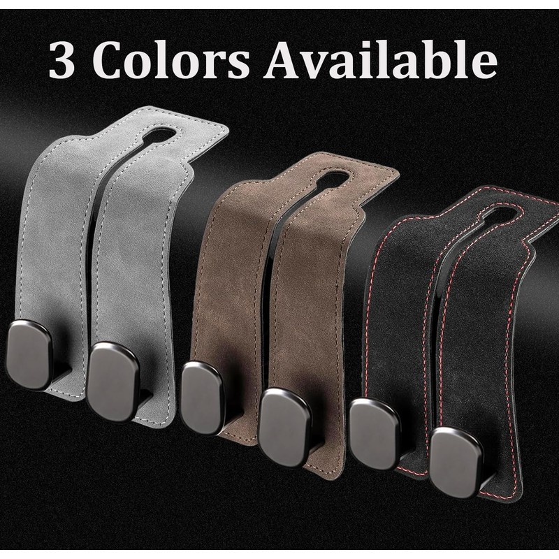 DEIHAALEN Headrest Hooks - Car Seat Back Double Hook Leather,