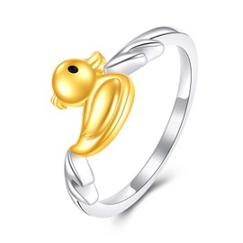 CRMAD Duck Ring for Women Sterling Silver Duck Ring Animal Jewelry Gift for Women (duck-size5)