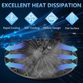 300W 30000LM UFO LED High Bay Light,2 Pack 6000K White High Bay Shop Light, Commercial Bay Lighting with Hanging Chain & Plug, for Shop,Barn,Garage,Warehouse,Basement, Wet Location