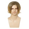 Men Short Blonde Wig Middle Parting Blond Layered Hair for