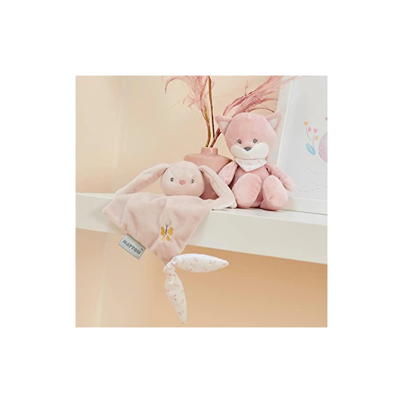 Nattou Mini Comforter Blanket Made of Polyester, Rabbit Pomme, Companion