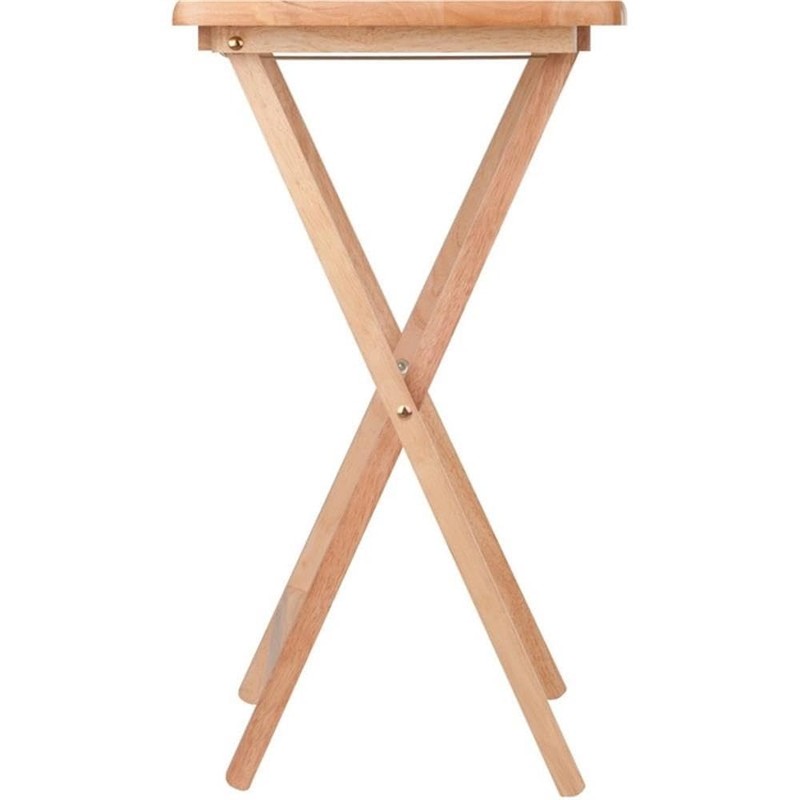 Pemberly Row Transitional Solid Wood Snack Table in Natural (Set