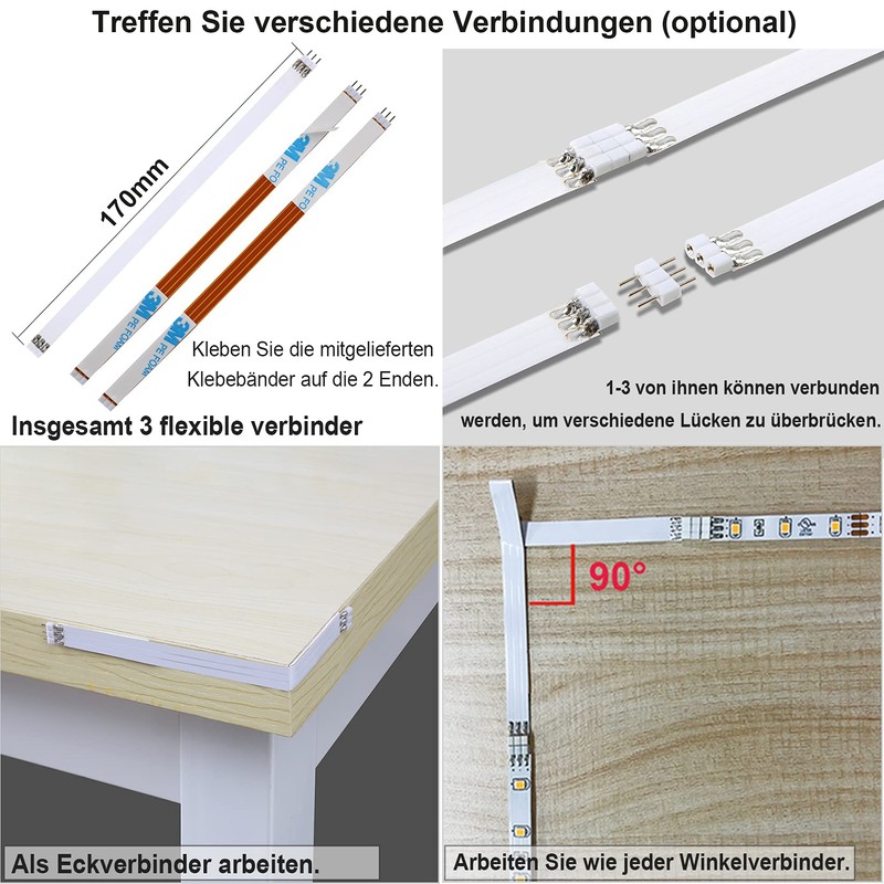 WOBANE Kitchen LED Under-Unit Light, 4 x 50 cm LED