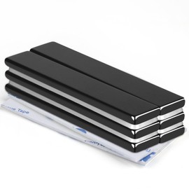 MIKEDE Black Rare Earth Neodymium Magnets, 6 Pack Strong Heavy Duty Bar Magnets with Double-Sided Adhesive, Powerful Pull Force, Perfect for Garage, Kitchen, Science, Craft, Office - 60 x 10 x 3 mm