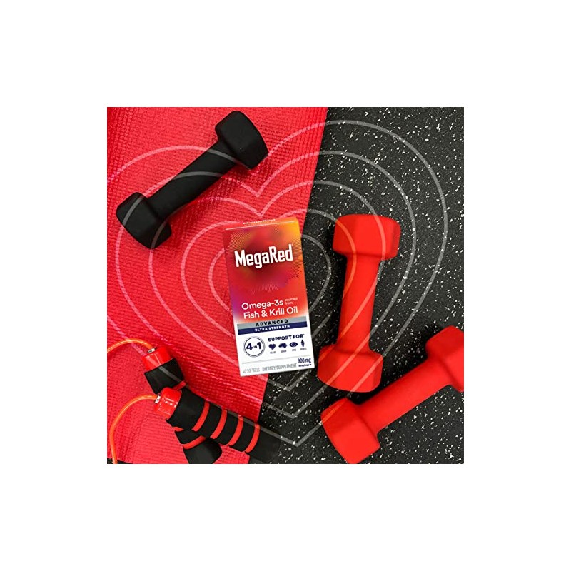 Megared Advanced 4-in-1 Concentrated Omega-3 Fish & Krill Oil Supplement,