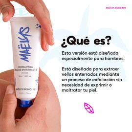 Crema para vellos enterrados para hombres- mejores ingredientes para extraer los vellos encarnados en barba- alivia irritación e inflamación. (50 ml)