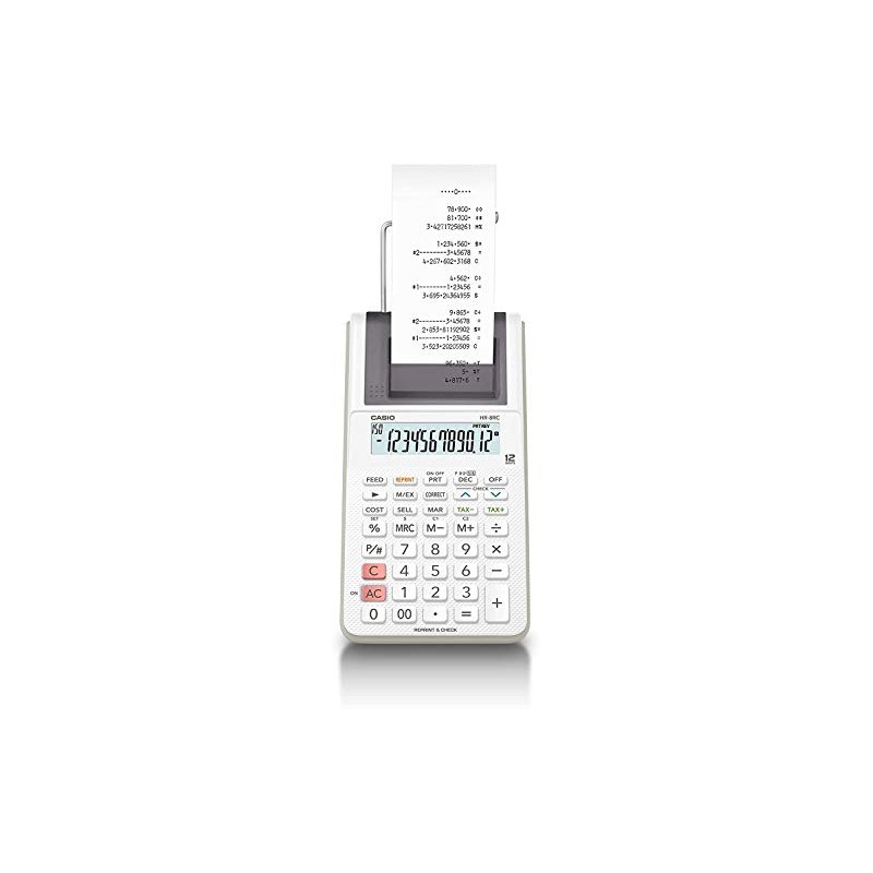 Casio HR-8RC-WE Handy 12-Digit Printer Calculator