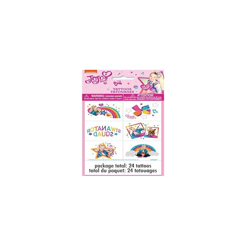 Unique JoJo Siwa Assorted Temporary Tattoos (Pack of 24) -