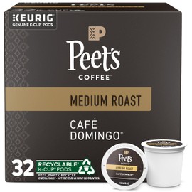 Peet's Coffee, Medium Roast Keurig K-Cup Pods - Cafe Domingo 32 Count (1 Box of 32 K-Cup Pods)