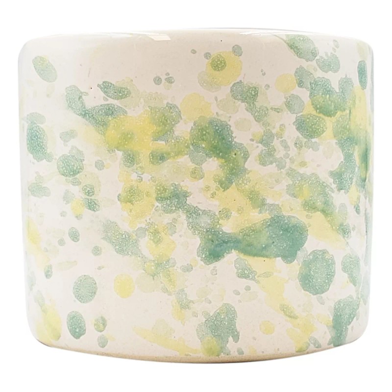 Muna Maceta De Cerámica Esmaltada Decorada Moteada Cilindro