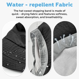 Sukeen Lightweight Bucket Hat for Women Quick-Dry Hiking Hat Packable Foldable UV Sun Hat for Outdoor Activities, Black, One Size-Large