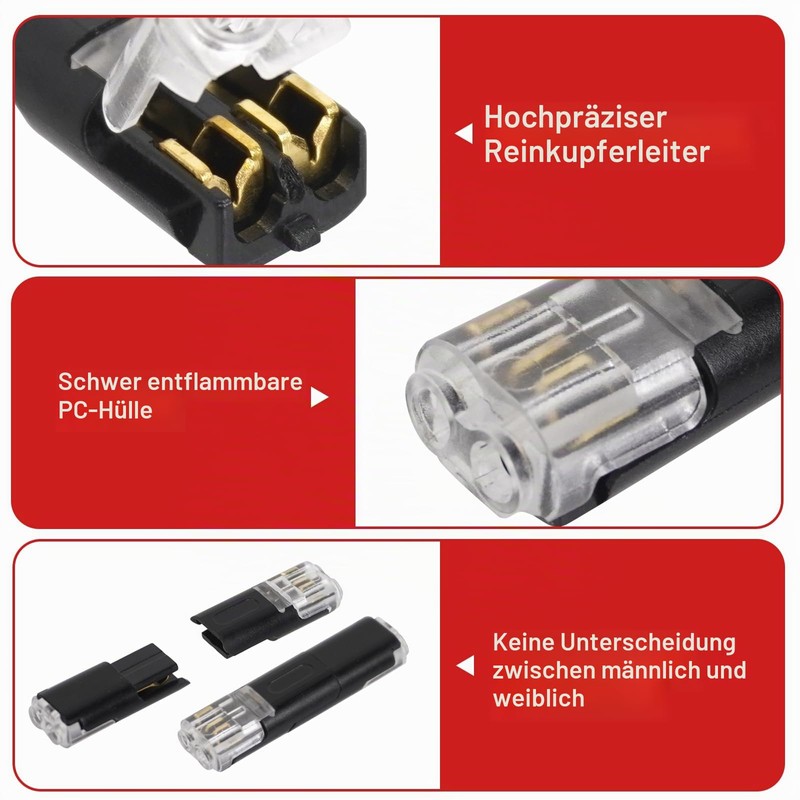 Car Cable Connectors Waterproof 2-Pin Cable Connector 12 V Pack
