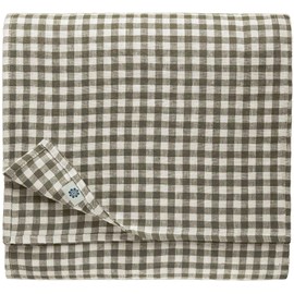 Linen & Cotton Tablecloth Table Linen Checked Country House Style Estella - 100% Linen, White / Grey (140 x 250 cm) Festive Rectangular Spring / Home Kitchen Restaurant Cafe Hotel Catering
