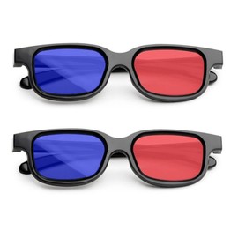 MingZhuInC 3D Glasses, Pack of 2 3D Glasses, Red, Blue, Glasses for Movies or PC Games (Red, Blue), black