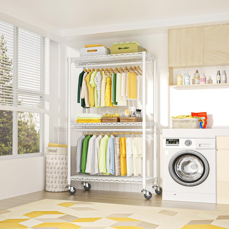 FUTASSI P3 Rolling Clothes Rack, Clothing Racks for Hanging Clothes,