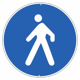Pubblimania Pedestrian Zone | Aluminium Sign, Round, 3 mm Thick, for Outdoor Use, Diameter 30 (Pedestrian Zone)