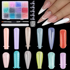 Furtherpretty 288pcs Polygel Nail Forms Kit, 12 Sizes Reusable Dual Forms For Builder Gel Ballerina Stiletto Square Nail Extension Molds With Tools for Home Manicure, Professional Nail Salon Supplies