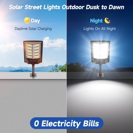 Azeivk Solar Lights Outdoor, IP66 Waterproof LED Street Light Outdoor Motion Sensor with Remote, 6000K Dusk to Dawn Solar Security Flood Lights for Outside Path, Yard, Garden, Walkway, 4PACK