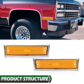 GRAND ORANGE Amber Side Marker Light Turn Signal Lamp Compatible with 1981-1991 Chevy GMC Blazer Suburban Jimmy C/K 10 Truck Front Driver & Passenger Side