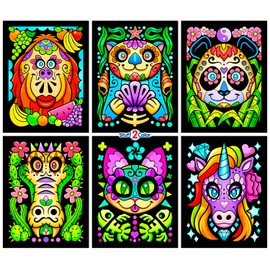 Stuff2Color Amazing Animals - Fuzzy Velvet Coloring Poster 6 Pack - (Great for Kids, Adults, Group Activities and Kids) - Includes Unicorn, Panda, Cat, Otter, Gorilla, and Gator Poster