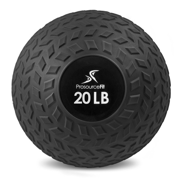 ProsourceFit Slam Medicine Balls, Smooth and Tread Textured Grip Dead Weight Balls for Crossfit, Strength and Conditioning Exercises, Cardio and Core Workouts, Tread, Black, 15 LB