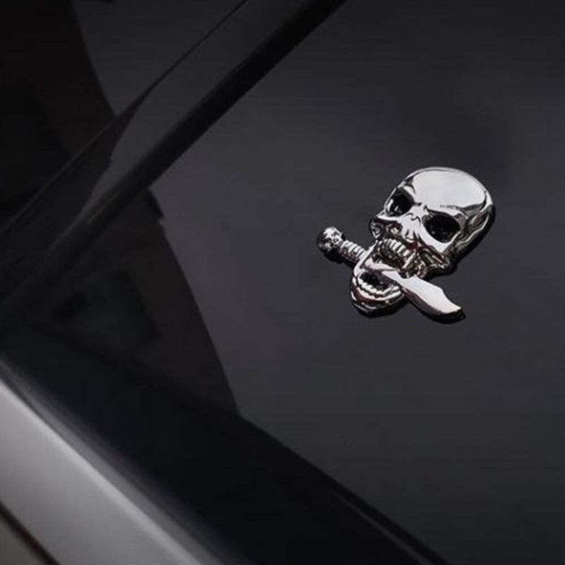 Pack of 2 Skull Emblem Logo Stickers for All Vehicles