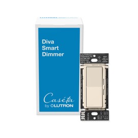 Lutron Diva Smart Dimmer Switch for Caséta Smart Lighting | No Neutral Wire Required | DVRF-6L-LA | Light Almond
