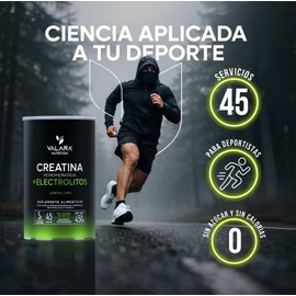 VALARA Creatina Monohidratada Adicionado Con Electrolitos En Polvo Limón