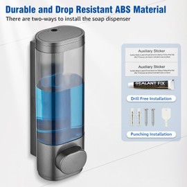 Shampoo and Conditioner Dispenser 1 Chamber No Drill, Shower Soap Pump Dispenser Wall Mounted, Body Wash Dispenser for Shower, Shower Gel Dispenser Shampoo Holder for Bathroom (Gungrey 1 Chamber)