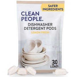 The Clean People Dishwasher Pods - Cuts Grease & Rinses Sparkling Clean - Residue-Free - Phosphate Free Dishwashing Pods - Lemon, 30 Pack