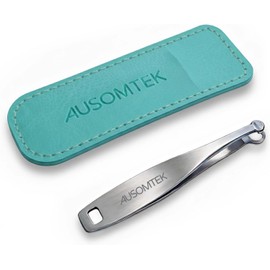 AUSOMTEK Cortadora de pelo de nariz redonda, pinzas para recortar el vello de la nariz y las orejas, cuidado de las cejas y las pestañas, acero inoxidable, cabeza redonda de seguridad para hombres y